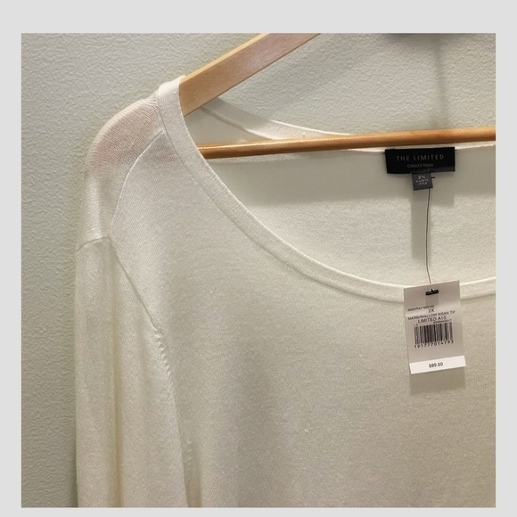 NWT The Limited Top Long Sleeve Tunic Trumpet Sleeve Marshmallow Sand Tip Sleeve - Picture 5 of 7